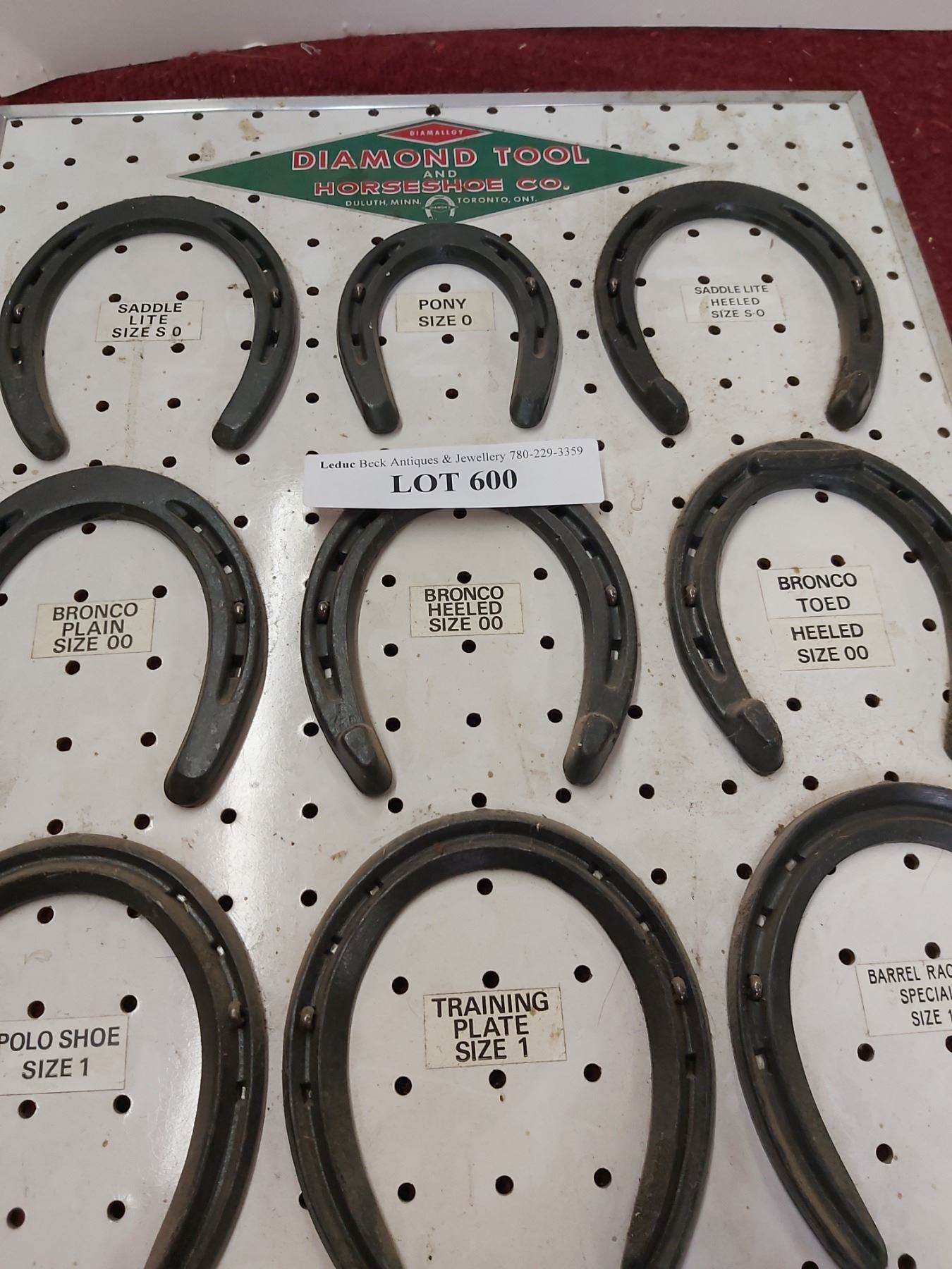Diamond Tool and Horseshoe Co. horseshoe display board vintage