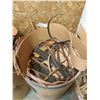 Image 1 : Barrel filled with asst scrap leather pieces