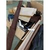 Image 2 : Various scrap designer leathers - box and rolls, 1 small roll of rawhide