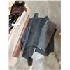 Image 3 : Various scrap designer leathers - box and rolls, 1 small roll of rawhide
