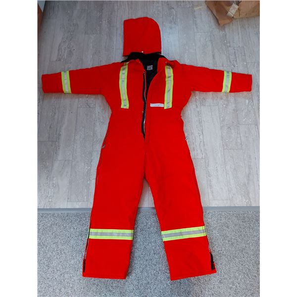 Wild Rose garment; Insulated coveralls with detachable hood, safety reflective bands. Brand new