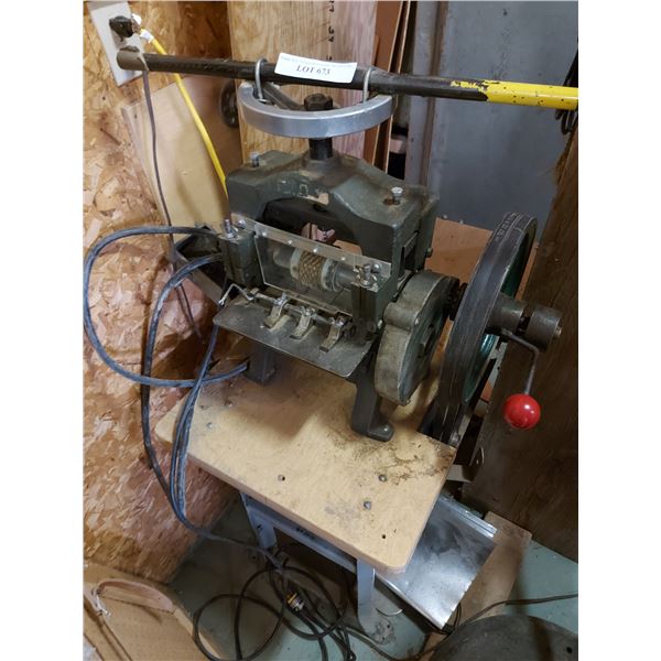 Leather embosser with Baldor Industrial motor.