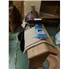 Image 1 : Saddle horse, horse blanket, decorative saddle (needs TLC), rope bag, hoof grooming towels