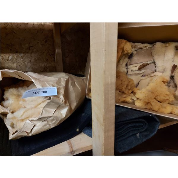 Asst padding material, foam, batting, sheep skinlike material