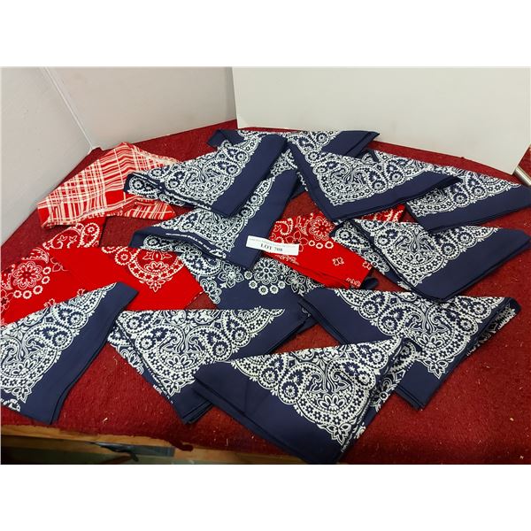 Numerous bandanas, asst banners, badges, 78/79 Cub Scout shirt with badges, "First Aid Book for Youn