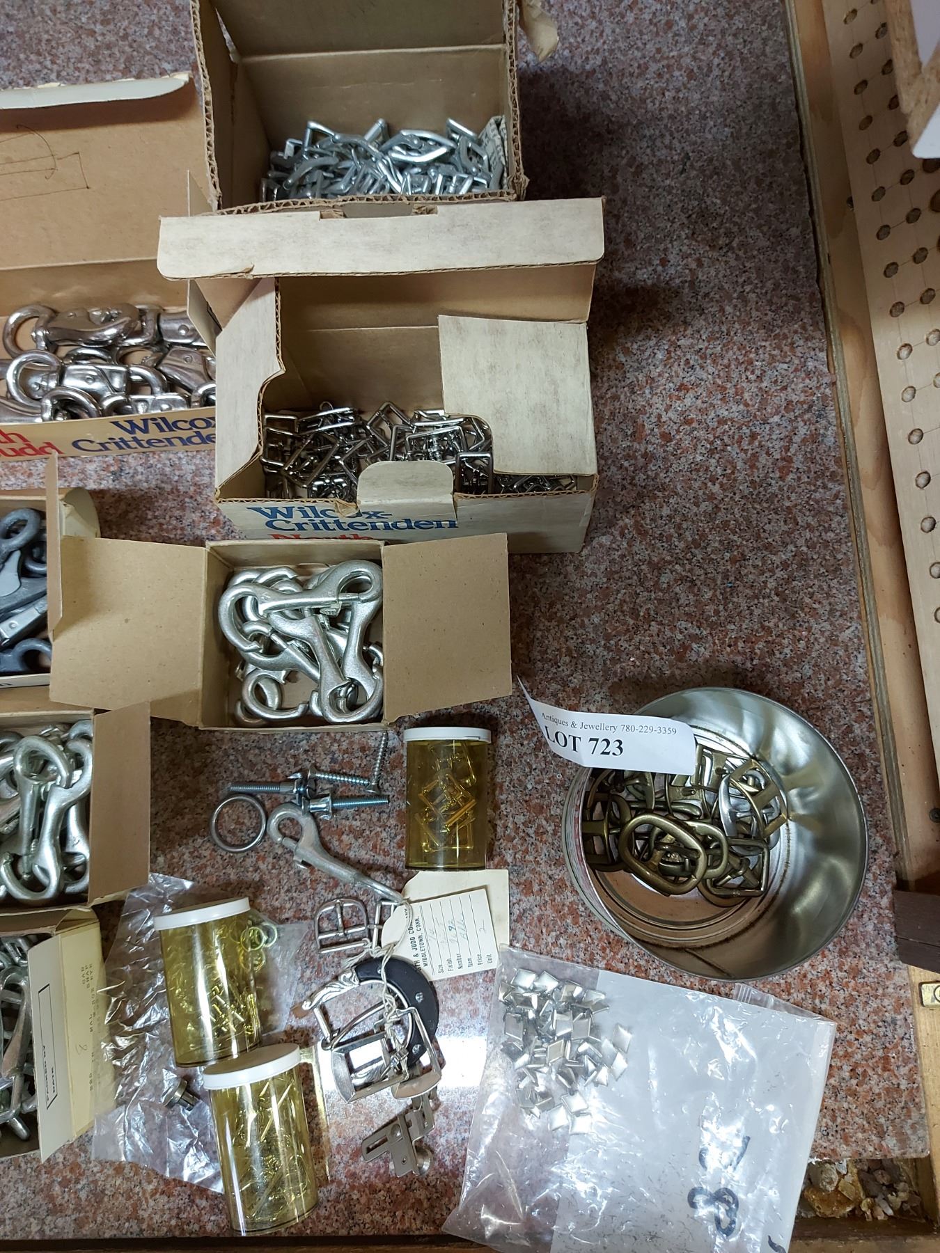 Large assortment, various sizes snaps, buckles, harness hardware