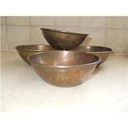 Antique set of four copper bowls  #2302746