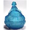 Image 1 : Dancing Girl Blue Satin Glass Art Deco Powder #2302917