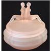 Image 1 : TWINS Pink Satin Glass Art Deco Powder Jar #2302945