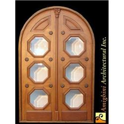 Double entry door with arch top, beveled glass,#2315584