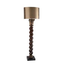 Walnut Column Floor Lamp Pair #2315626