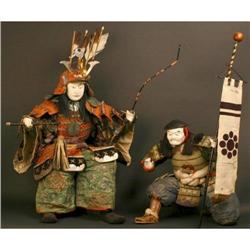 Scarce 18th Cty. Japanese Antique Samurai Dolls#2315786