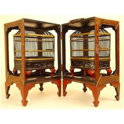 Exquisite Pair Japanese Antique Cricket Cages #2315787