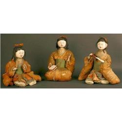 Set of 3 18 C. Musicians Japanese Antique Dolls#2315800