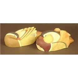 Gorgeous Japanese Antique Wooden Duck Couple #2315802