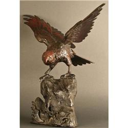 Superb Japanese Sculpture, Falcon Spreads Wings#2315820
