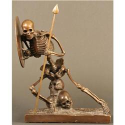 Skeleton in Battle, Antique Japanese Bronze #2315821