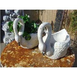 Pair of Stone Swan Planters from France #2316085