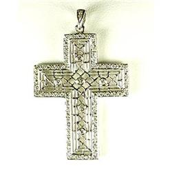 WHITE GOLD DIAMOND CROSS PENDANT FILIGREE #2323105