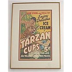 Rare Tarzan Ice Cream Cups Framed Poster 1930s #2323152