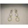 Image 1 : 14K Gold 2-Tone Circle Diamond Drop Earrings #2323372