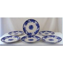 Set of 6 Flow Blues 8" dessert plates c1900 #2323527