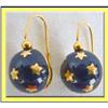 Image 1 : ANTIQUE 18K GOLD, BLUE ENAMEL GLOBE EARRINGS W #2323759
