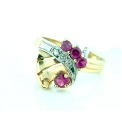 Retro Ruby & Diamond 14k Gold Ring #2333504