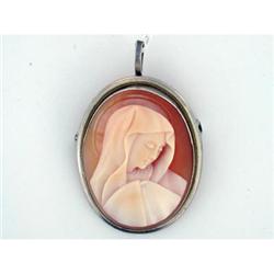 Rare 880 Silver Natural Shell Cameo Madonna  #2333506