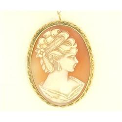 14k Gold  Natural Shell Cameo Pin or Pendant #2333507