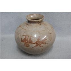 Chinese Crackle Brown Glazed Stonewear Jar     #2333527