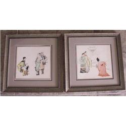 REDUCED Pair 1937 Original Watercolors Sketches#2333581