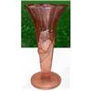 Image 1 : Czech Clear Pink & Satin Glass Emboss Lady Vase#2333692