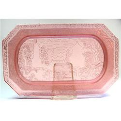 Brockwitz WILLOW Pink Pressed Glass Vanity Tray#2333698