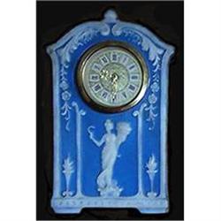 Schafer & Vater Blue Jasperware Mantel Clock #2333705