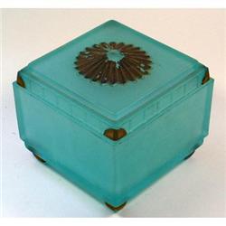 SUNBURST Blue Satin GlassTaussaunt Powder Jar #2333713