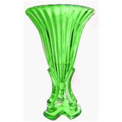 Green Art Deco Glass Ridged Rocket Vase #2333717