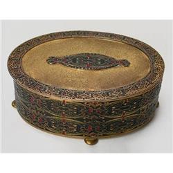 APOLLO Black & Red Enameled Brass Jewelry Box #2333727