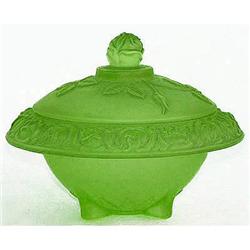 Walther ROSEN Green Art Deco Glass Powder Jar #2333732