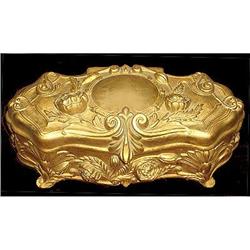 Art Nouveau Floral Gilded Brass Jewelry Casket #2333734