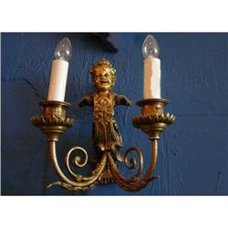 Antique Pair of European Dore' Bronze Sconces #2333757