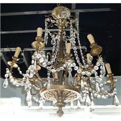 Antique Bronze and Crystal Chandelier Fixture #2333774