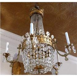 Antique Bronze and Beaded Crystal Chandelier   #2333825