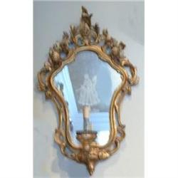 Pair of Giltwood Mirrored Sconces Wall Lights #2333828