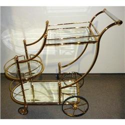 Gold Plated Three Tier Teacart Server Trolly #2333944