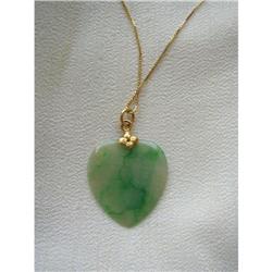 VINTAGE NEPHRITE JADE HEART ON 14K GOLD CHAIN #2334092