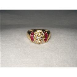 Estate 14K YG Gold Designer Diamond Ruby Ring #2334166