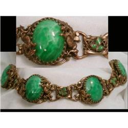 OLD deco Dragon Snake Peking Glass Bracelet #2334239