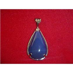 14k White Gold Pendant 45 carat Blu Chalcedony #2334258