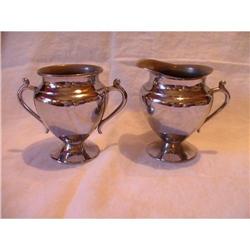 Vintage Chrome on Copper Cream and Sugar Set #2344746